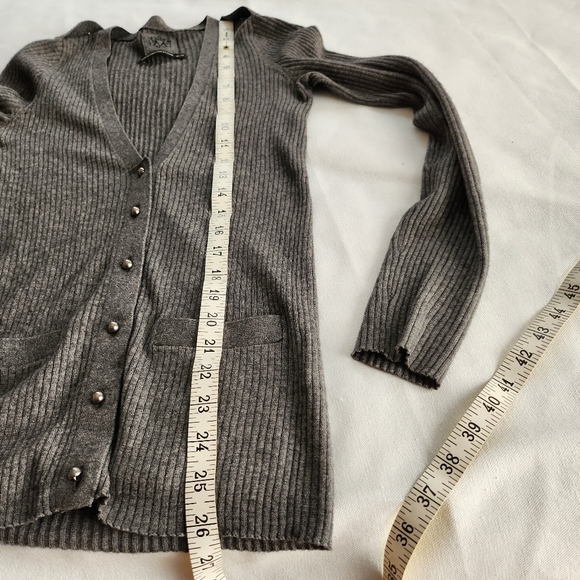 Club Monaco XS cashmere cotton blend ribbed cardigan, gray - Picture 5 of 10